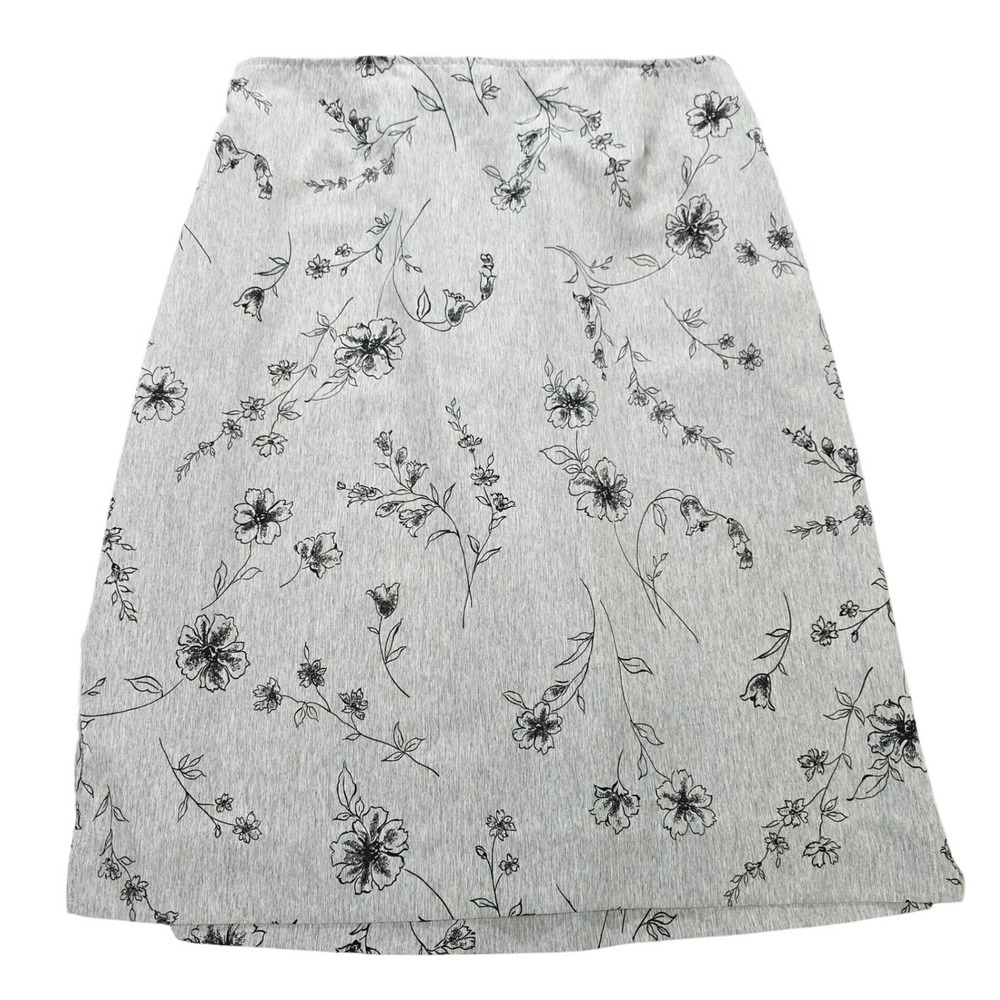 Jaclyn Smith Floral Midi Skirt Women's Size XL Gray Elastic Waist‎ Back Zip VTG